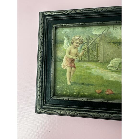 Antique Vintage Victorian 1911 Framed “Be My Valentine” Cherubs - Picture 2 of 9